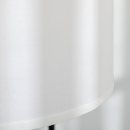 HOMCOM Stehlampe mit Fußschalter, Bodenlampe mit Stoffschirm, Stahl, Weiß