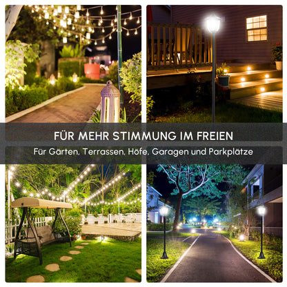 Outsunny LED Solar Gartenlaterne, Stehleuchte aus Edelstahl Gartenlampe 120 cm hoch Windlicht Außenleuchte IP44, Solarlampe mit Lichtsensor 30 Lumen Erdspieß, Gartenlampe für Garten Balkon Schwarz