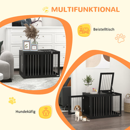 PawHut Hundekäfig Hundebox Hundetransportbox, 2 Türen, verriegelbar, Stahlgitter, 80 cm x 50 cm x 56,5 cm, Schwarz