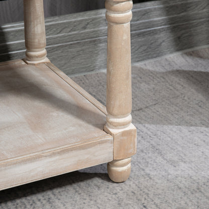 HOMCOM Sitzbank mit Stauraum, Vintage-Design, Knopfheftung, Kautschukbaumholz, 115x40x48cm, Grau