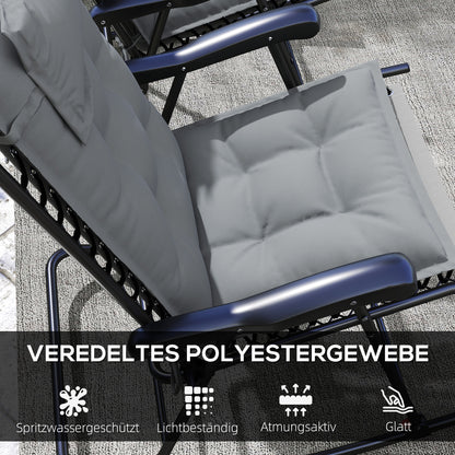 Outsunny 2er Set Auflage für Sonnenliege Wasserabweisend Liegenauflage für Gartenliege Polsterauflage 50x116x5 cm, Hellgrau