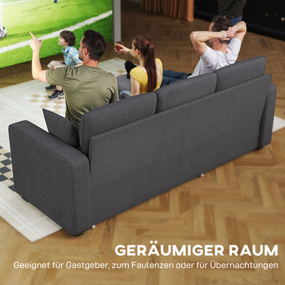 HOMCOM Verstellbares Bettsofa, L-förmiges Gästesofa mit Bettfunktion, Stauraum, Kissen, für Wohnzimmer, Gästezimmer, Dunkelgrau