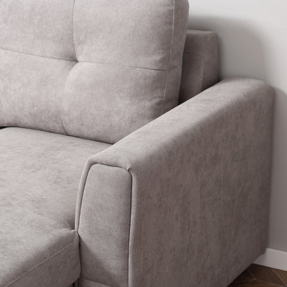 HOMCOM 3-Sitzer-Sofa mit Bettfunktion, Schlafsofa mit Chaiselongue, Polstersofa, Grau
