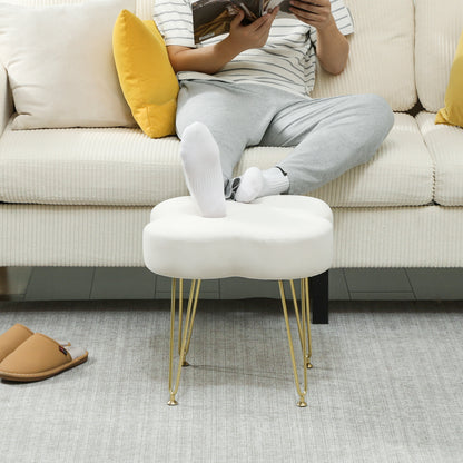 HOMCOM Sitzhocker, Polsterhocker in Kleeblattform, Stoffbezug, Stahlbeine, Cremeweiß