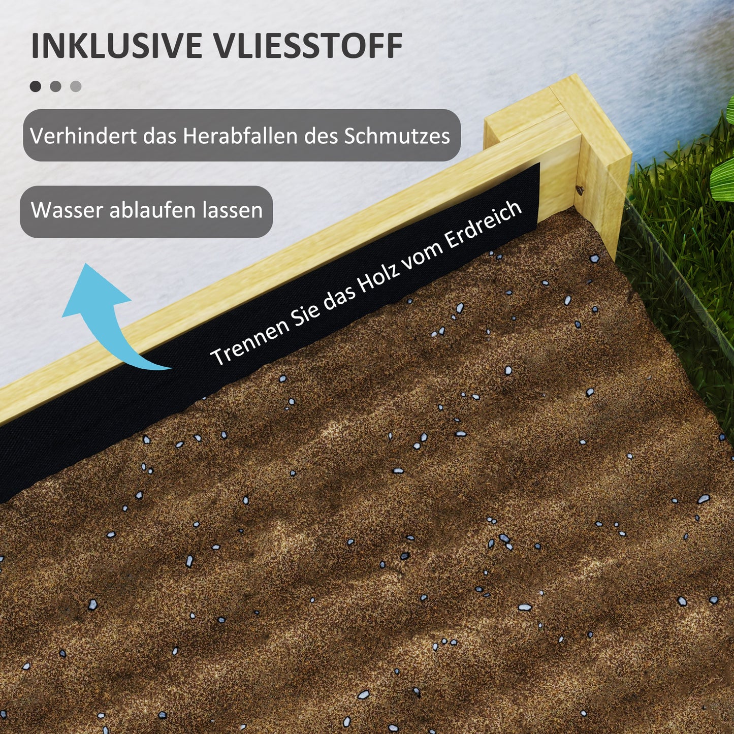 Outsunny Hochbeet, Holz-Pflanzbox mit Acrylplatten and Zwei Seiten, für 118 L Erde, Wasserabflusslöcher, 110 x 50 x 80 cm