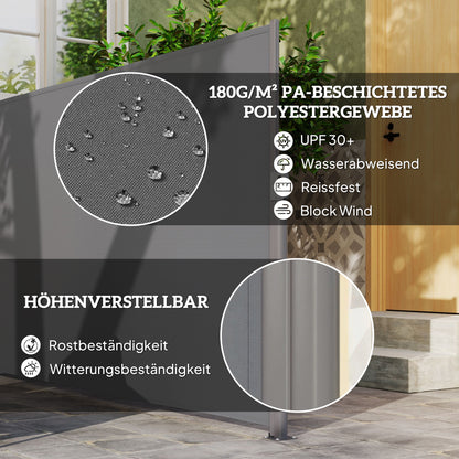 Outsunny Seitenmarkise ausziehbar blickdicht Sichtschutz mit Wandhalterung Beschichtung 300x180cm Dunkelgrau