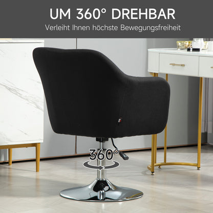 HOMCOM Drehstuhl, höhenverstellbarer Bürostuhl, leinenartiges Polyester, Metall, 60 x 60 x 79-91 cm, Schwarz