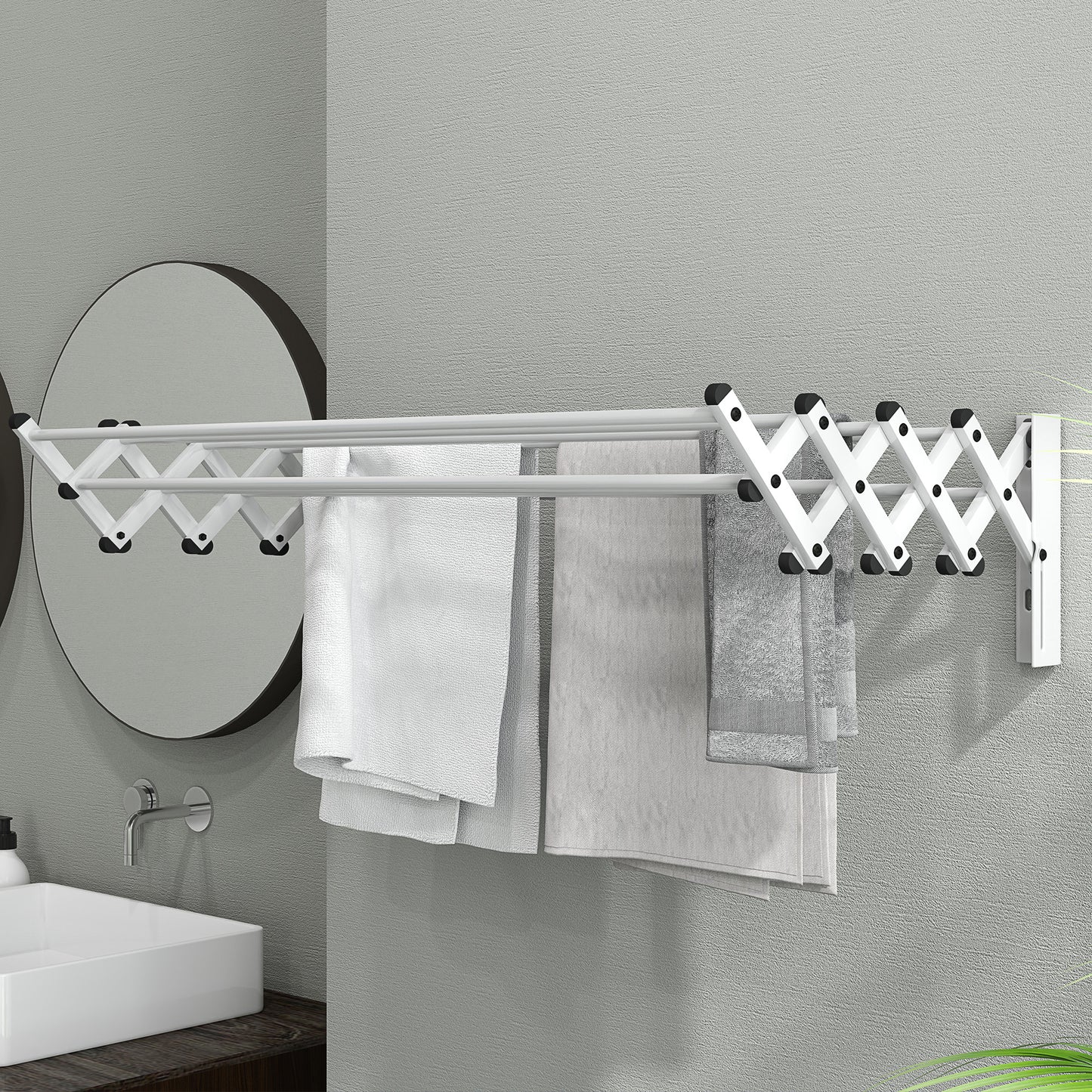 HOMCOM Handtuchhalter, Aluminium, verstellbar, für Innen- und Außenbereich, Silber