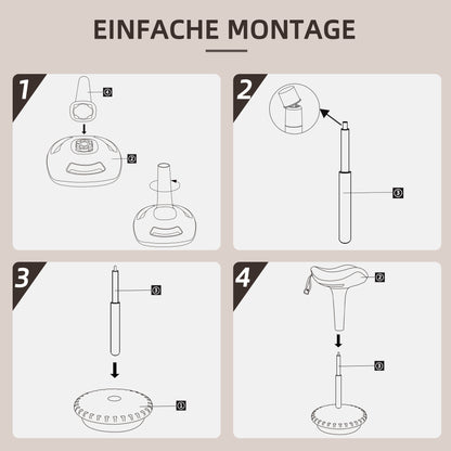 HOMCOM Balancehocker, beweglicher Sitz, drehbarer Bürohocker, höhenverstellbar, ergonomisch, 34 x 34 x 68,5-83,5 cm, Braun
