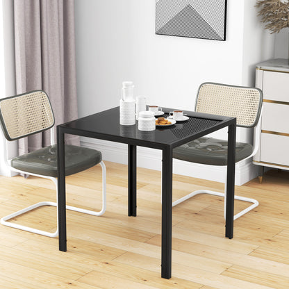 HOMCOM Quadratischer Esstisch für 4 Personen, Tischplatte aus Hartglas, für Küche und Esszimmer, 75 x 75 x 75 cm, Schwarz