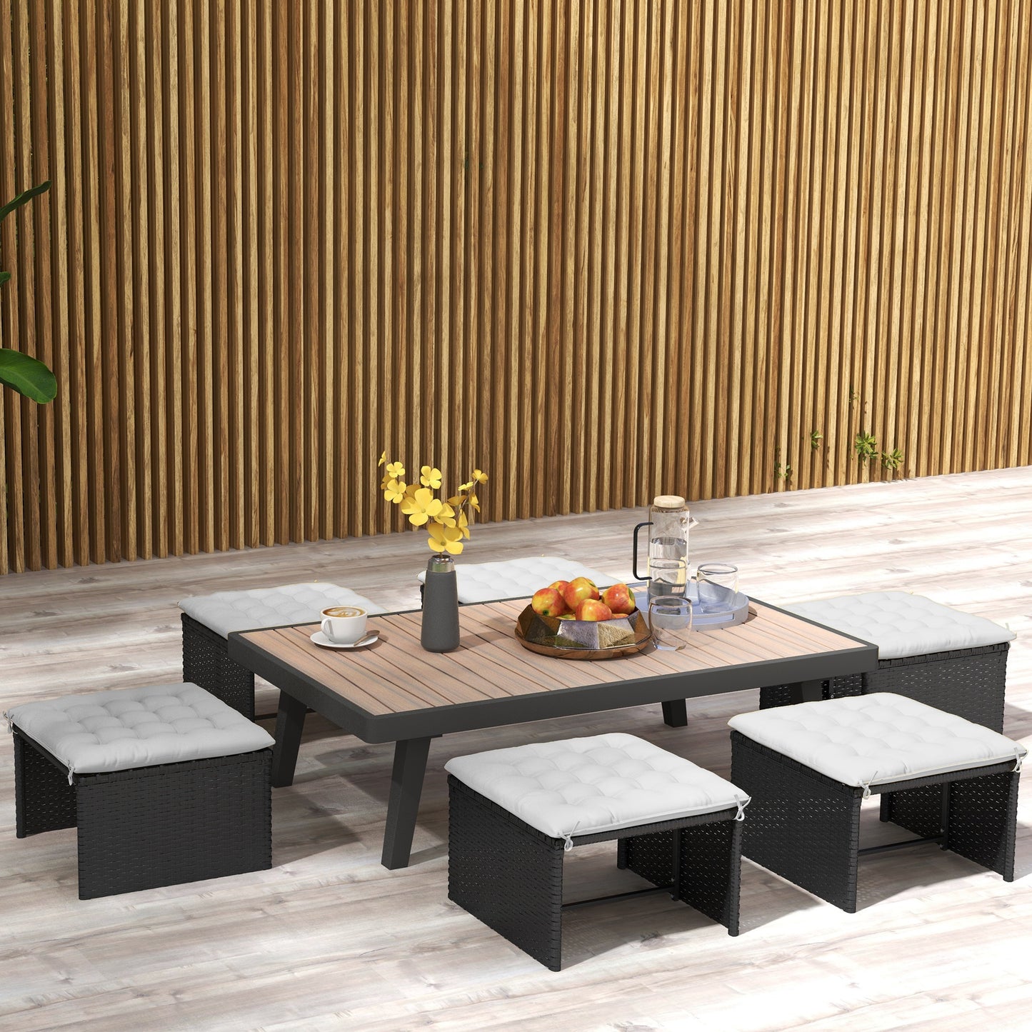 Outsunny Gartenstuhauflage Sitzpolster Gartenpolster, mit Steppung, 40 x 40 x 4 cm, Hellgrau