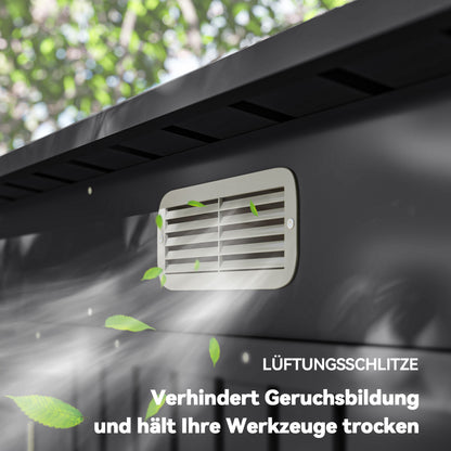 Outsunny Stahlgartenschuppen, Geräteschuppen, Doppeltüren, 249B x 121T x 166/183Hcm, Grau