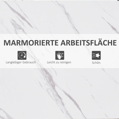 HOMCOM Bartisch in Marmoroptik, Stahlrahmen, Nivellierfüße, 120x40x100 cm, Weiß/Schwarz
