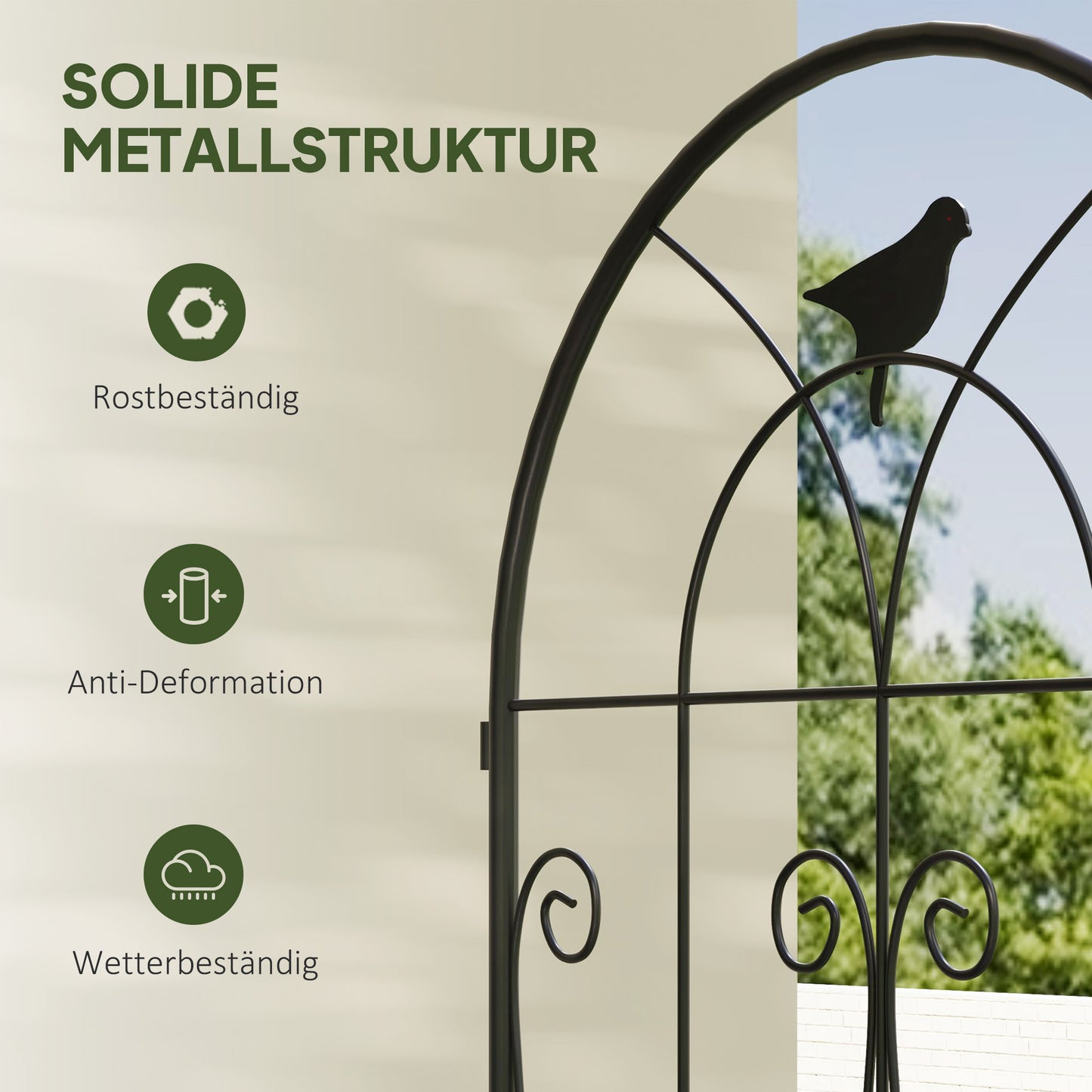 Outsunny Rankgitter Metall 2er Set zum Stecken rostfrei Rankhilfe mit Vogeldesign für Kletterpflanzen 50x120 cm Schwarz