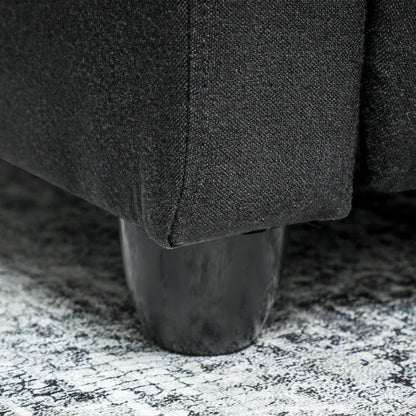 HOMCOM Relaxsessel, verstellbar 135°, ausziehbare Fußstütze, gepolsterte Lehnen, Leinen-Polyester, Schwarz