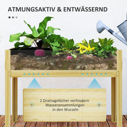Outsunny Hochbeet, Holz-Pflanzbox mit Acrylplatten and Zwei Seiten, für 118 L Erde, Wasserabflusslöcher, 110 x 50 x 80 cm
