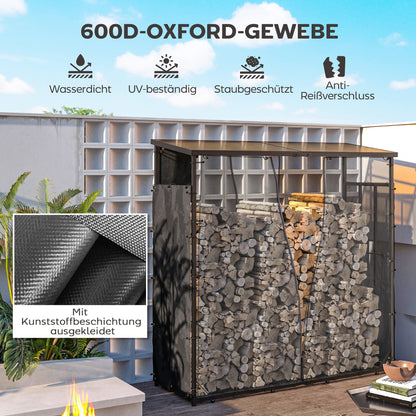 Outsunny Abdeckung für Brennholzregal, 2er-Set, wetterfest &amp; staubdicht, 148 x 62 cm, Schwarz