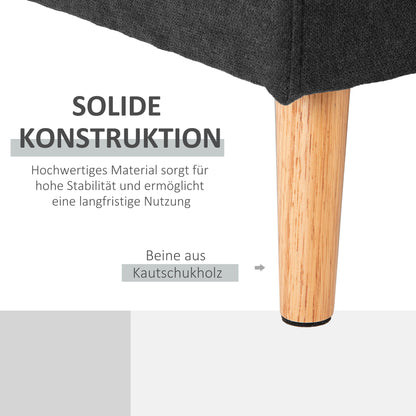 HOMCOM 3-Sitzer-Sofa Sofa Couch Ecksofa, mit Chaiselongue, Knopfheftung, 193 x136 x 85 cm, Schwarz