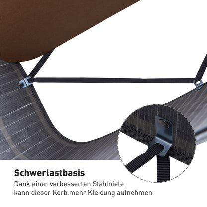 HOMCOM Bambus Wäschekorb mit Deckel 100 L Wäschesammler mit PU-Griffen, Wäschesack aus Segeltuch, Laundry Baskets Wäschesortierer für Waschküche Schlafzimmer Badezimmer Grau