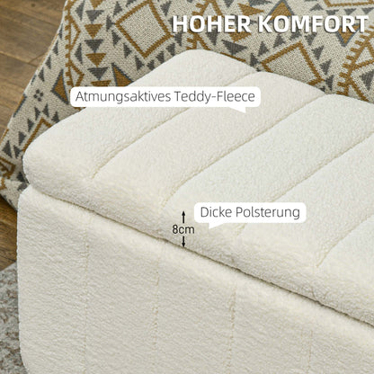 HOMCOM Polsterbank, Bettbank mit Stauraum, belastbar bis 120kg, 102x45x46cm, Cremeweiß