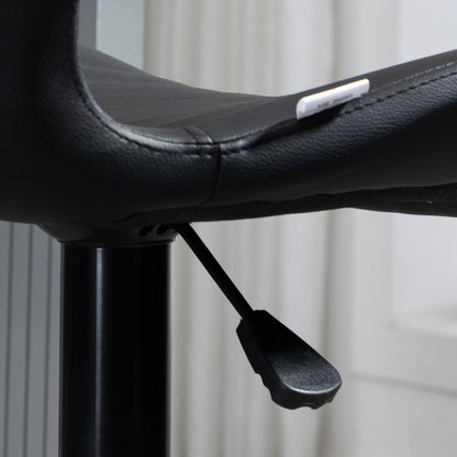 HOMCOM Barhocker Barstuhl 2-er Set höhenverstellbar 48,5 x 55,5 x 90-110 cm Kunstleder+Stahl Schwarz