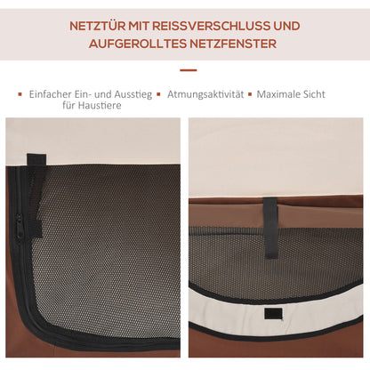 PawHut Hundebox faltbare Hundetransportbox Haustierrucksack mit Kissen Reisetasche Transportbox für Tier wasserdicht Oxfordstoff Kaffee 61 x 46 x 51 cm