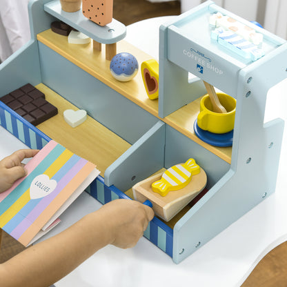 AIYAPLAY Spiel-Eisladen für Kinder, Eiscreme-Stand, viel Zubehör, fördert Fantasie und Motorik, Hellblau