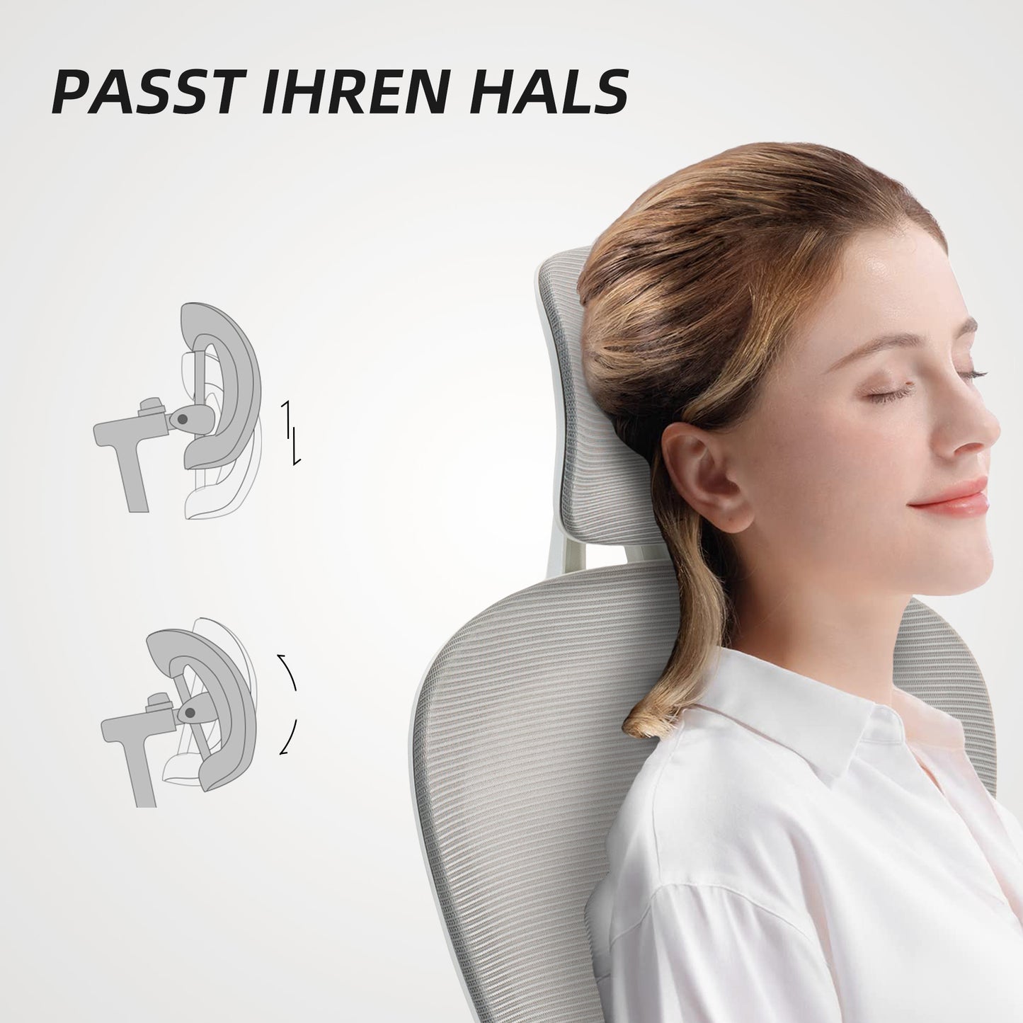 HOMCOM Ergonomischer Bürostuhl mit Netzstoff-Rückenlehne, höhenverstellbar, klappbare Armlehnen, 5 Rollen, Wippfunktion, Grau