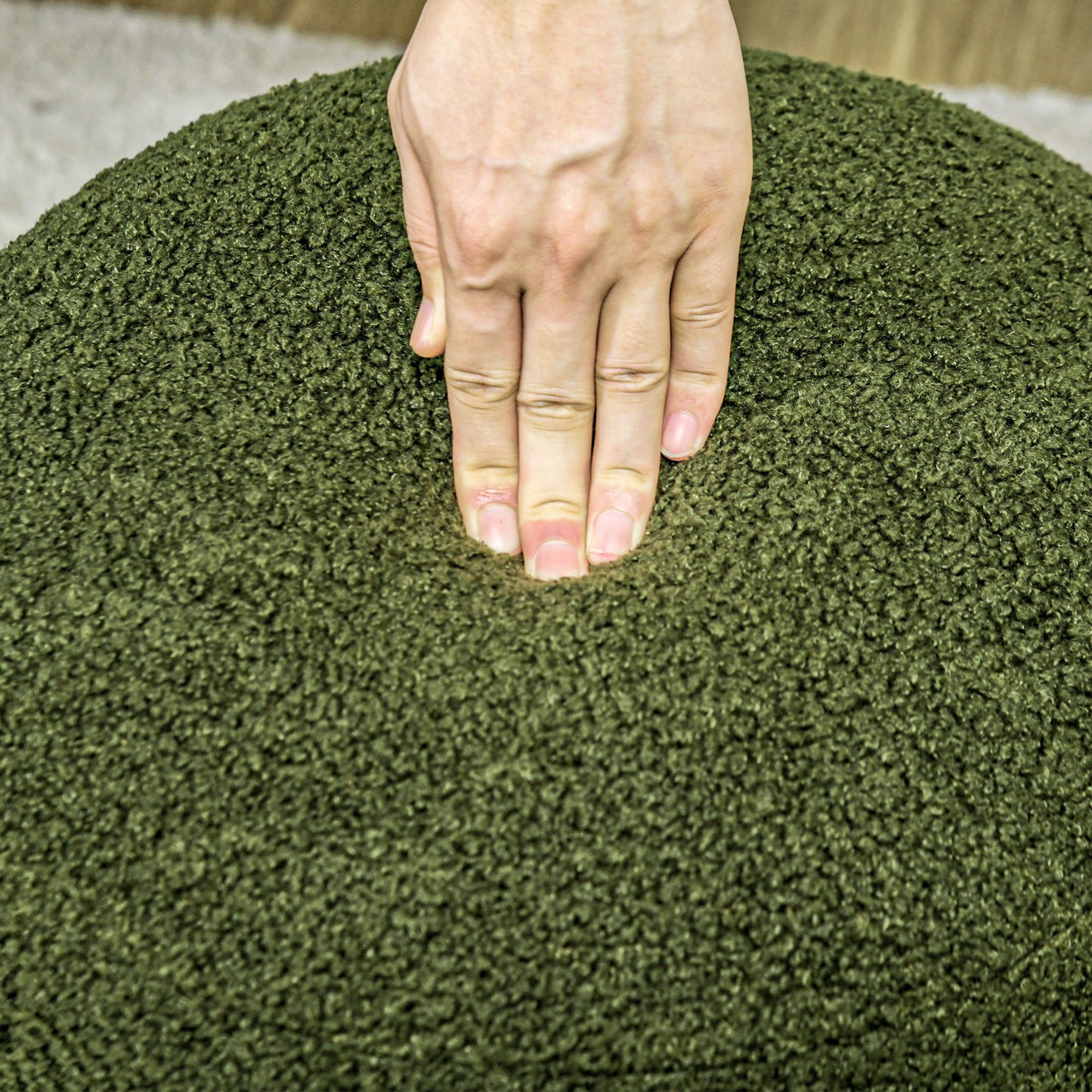 HOMCOM Hocker, rund, Teddyfleece, bis 120kg, Φ40x45H cm, Grün