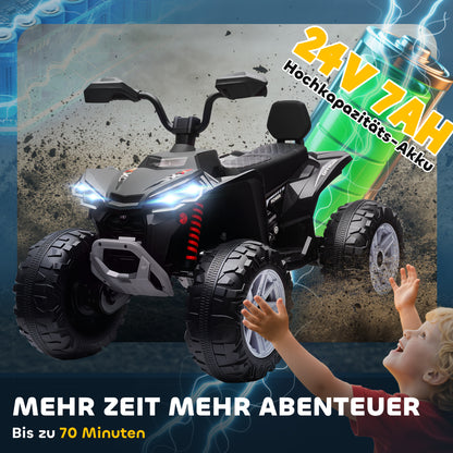 AIYAPLAY Kinder-Elektro-Quad, 24V Elektro-Fahrzeug mit 4 Rädern, Scheinwerfer, USB-Anschluss, MP3-Funktion, 6,5 km/h, 3-8 Jahre