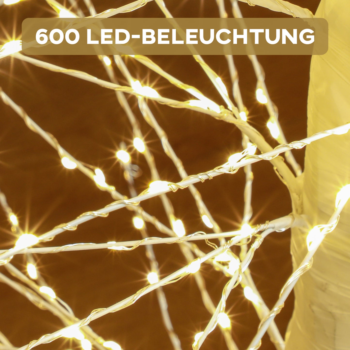 HOMCOM Kunsttanne mit LED-Beleuchtung, 180 cm hoher Weihnachtsbaum, realistische Rinde, Weiß