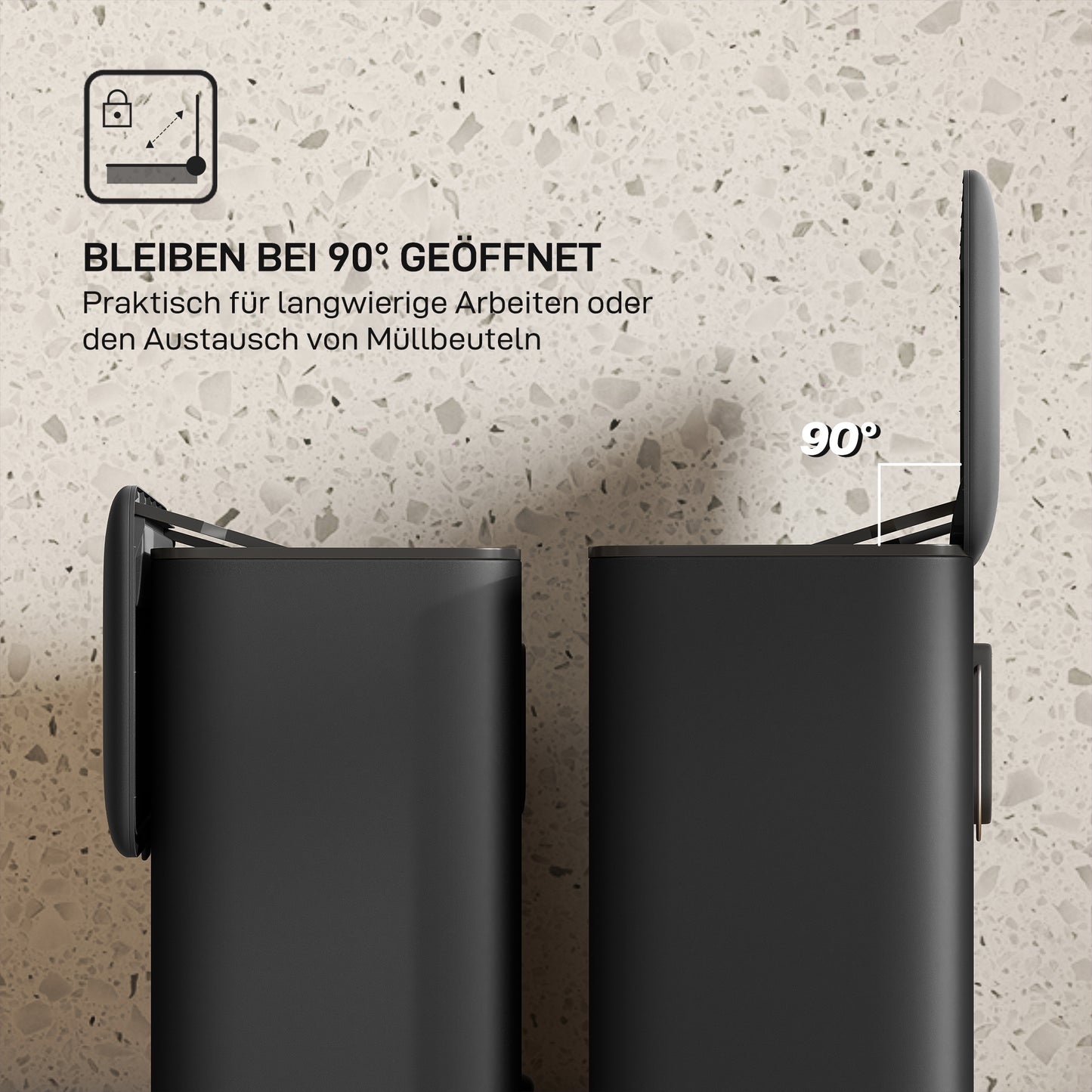 HOMCOM 8 L Mülleimer, freistehend oder hängend platzierbar, Edelstahl, Schwarz