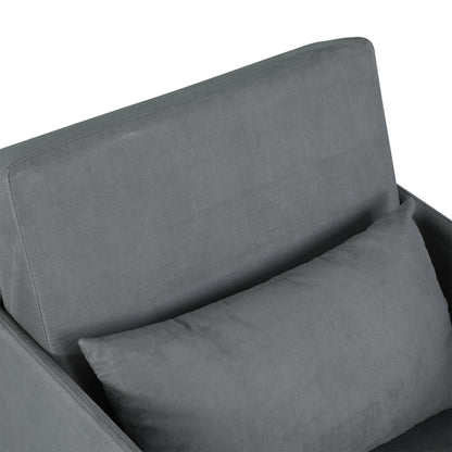 HOMCOM Schlafsofa Sofabett Einzelsofa Waschbarer Bezug 2 Seitentaschen Kissen Metall Grau 70 x 76 x 77 cm