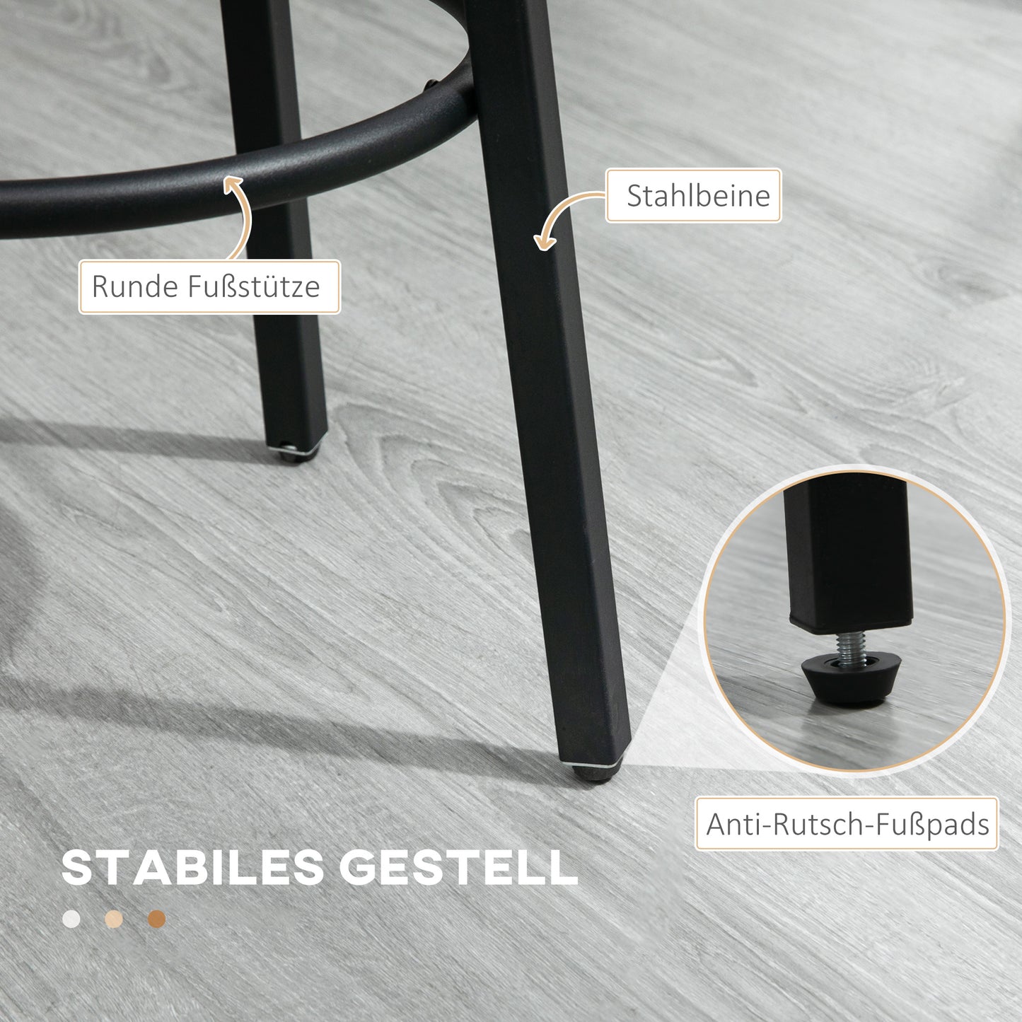 HOMCOM Barhocker-Set aus 2 Barstühlen im Industrial Design, Metallrahmen, Fußstütze, 42 x 42 x 65 cm