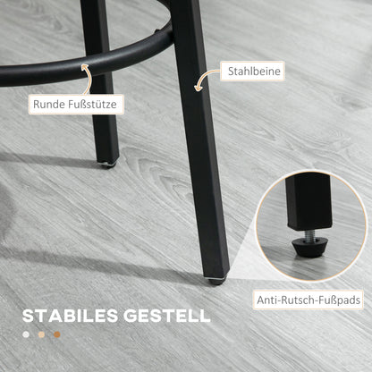 HOMCOM Barhocker-Set aus 2 Barstühlen im Industrial Design, Metallrahmen, Fußstütze, 42 x 42 x 65 cm