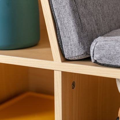 HOMCOM 2-in-1 Kinderregal Regal + Sitzbank inkl. Polster 103 cm × 30 cm × 62 cm Weiß + Grau