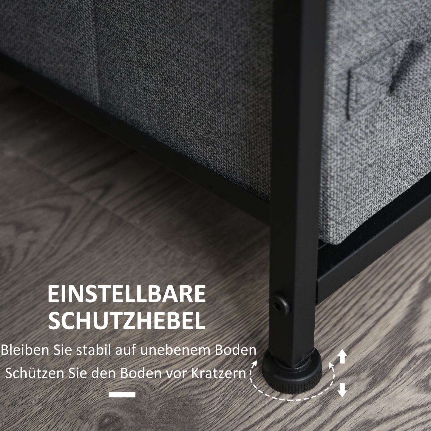 HOMCOM Kommode mit 7 faltbaren Stoffschubladen, Vlies, Metallgestell, 63,5 x 30 x 71 cm, Dunkelgrau