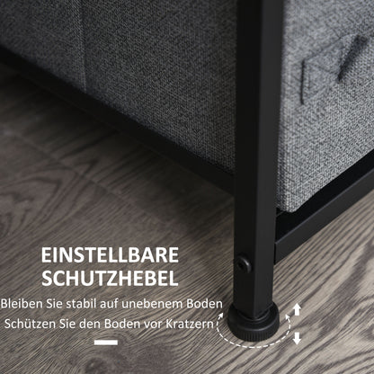 HOMCOM Kommode mit 7 faltbaren Stoffschubladen, Vlies, Metallgestell, 63,5 x 30 x 71 cm, Dunkelgrau