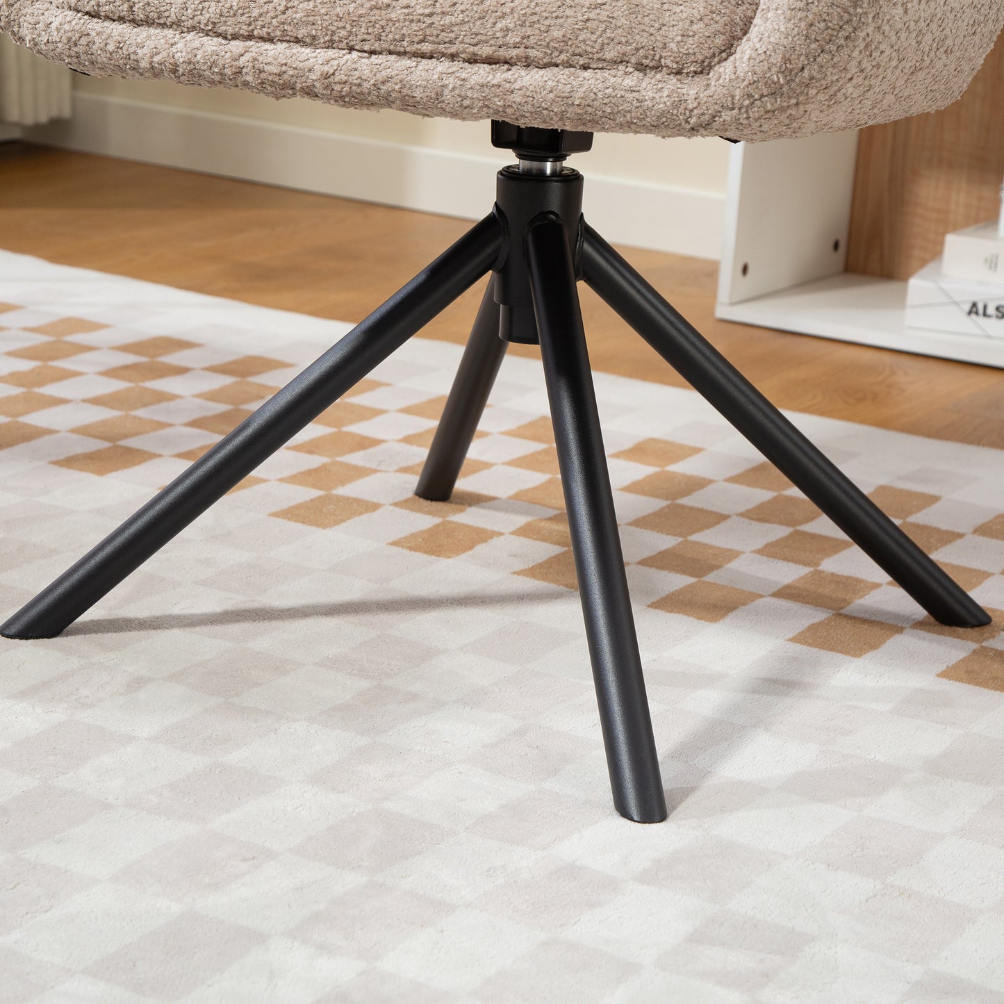 HOMCOM Sessel, Polsterstuhl mit bequemer Sitzschale, drehbar, kuscheliger Bezug, bis 120 kg, Hellbraun