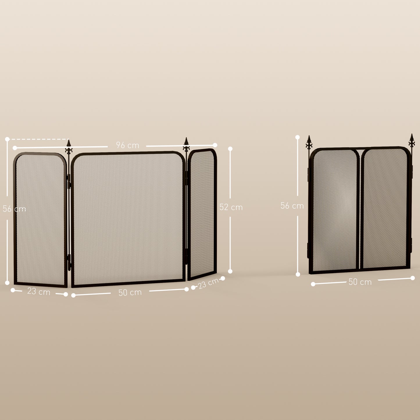 HOMCOM Funkenschutz für Kamine, klappbar, Metall, 96 x 1,3 x 56 cm, Schwarz