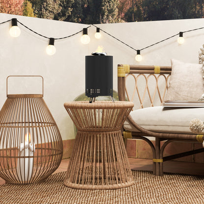 Outsunny Feuerschale Ø16x25cm aus Edelstahl Feuerstelle mit Schürhaken Rauchfreie Feuerschalen Schwarz