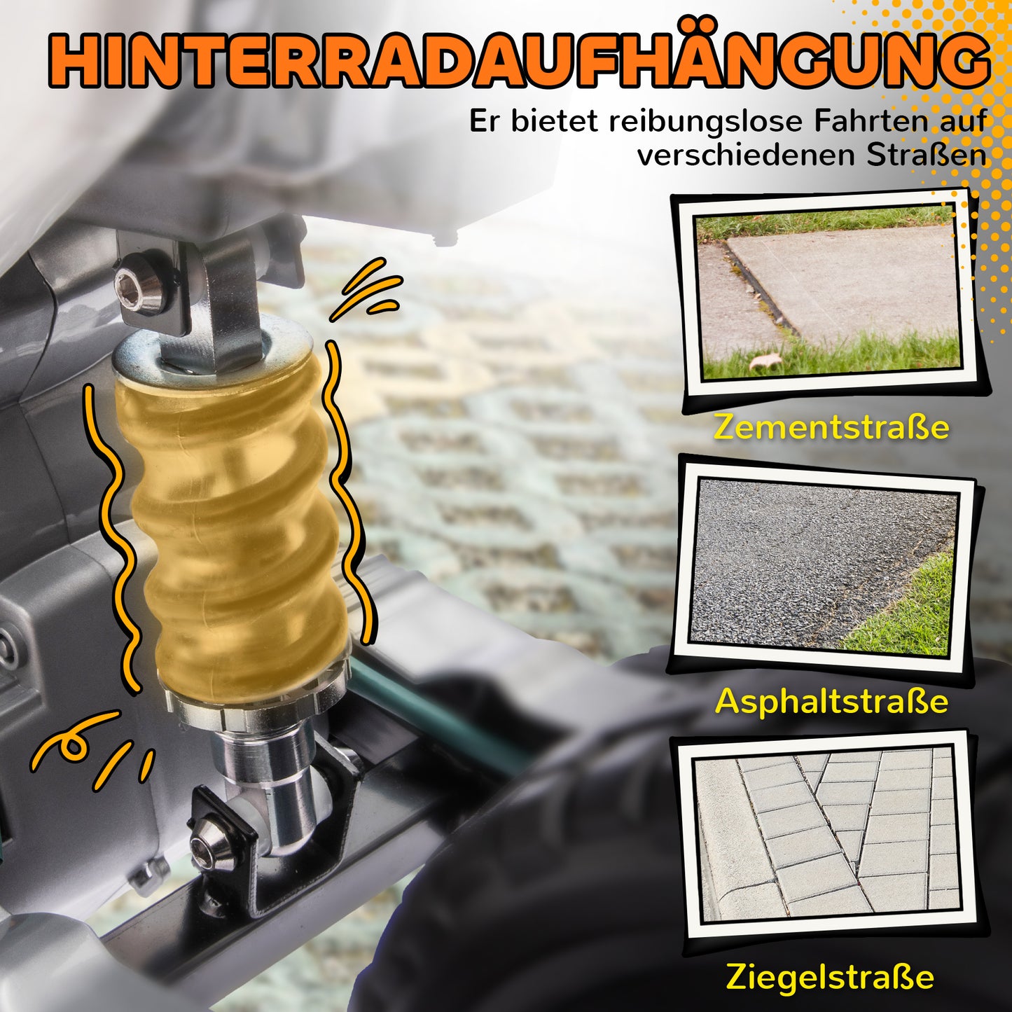 AIYAPLAY Elektro-Motorrad für Kinder, 12V Kindermotorrad mit Musik, Kinderfahrzeug mit Trainingsrädern, 3-6 Jahre, Orange