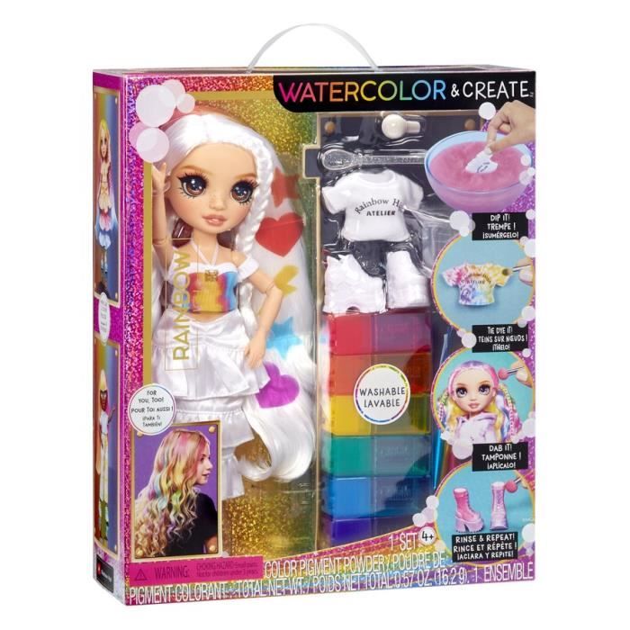 Rainbow High - Water Color - 1 mannequin doll (Violet) of 27cm - 2 outfits and accessories to personalize - Color your hair
