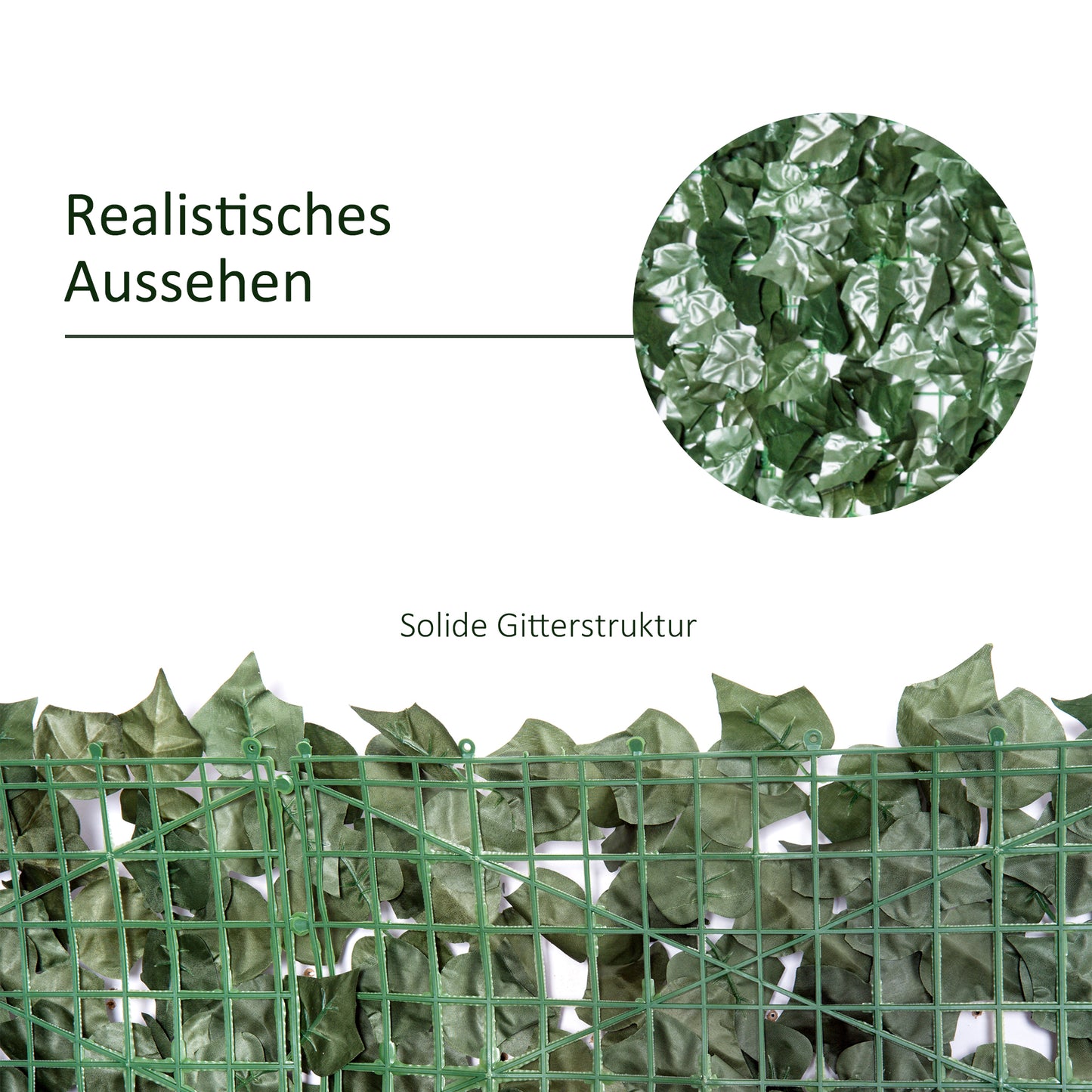 Outsunny Künstlicher Hecken Sichtschutz, UV Geschützt Sichtschutz, Grün Balkon Sichtschutz, Zaun Sichtschutzgitter mit Blättern, Hecken Zaun, WandKünstliche 300 x150 cm för Garten Hochzeit