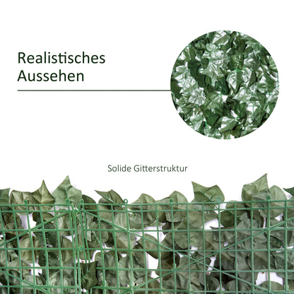 Outsunny Künstlicher Hecken Sichtschutz, UV Geschützt Sichtschutz, Grün Balkon Sichtschutz, Zaun Sichtschutzgitter mit Blättern, Hecken Zaun, WandKünstliche 300 x150 cm för Garten Hochzeit