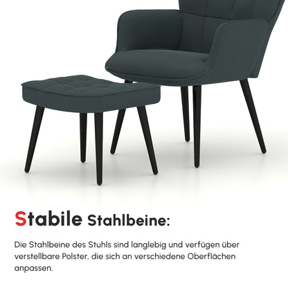 HOMCOM Relaxsessel mit Ottomane Sessel mit Fußhocker, 2-teiliges Set, Grau