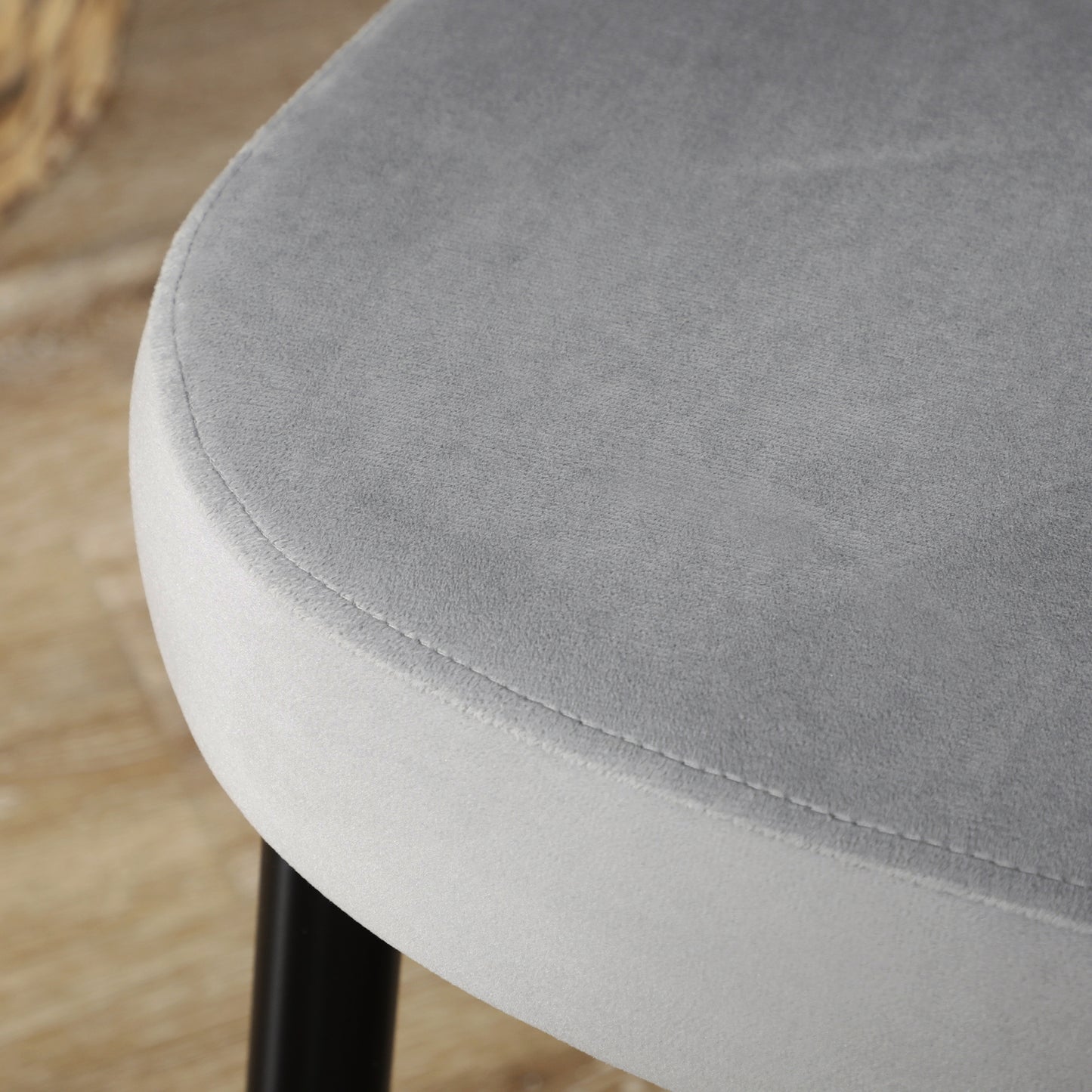 HOMCOM 4er-Set Esszimmerstühle, Akzentstühle für Küchen und Esszimmer, Stuhlset, Velours-Optik, Hellgrau+ Schwarz