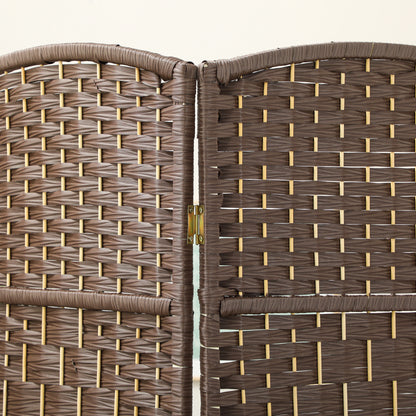 HOMCOM Raumteiler, 3-teilig faltbare Trennwand, Geflechtmuster, Kiefernholz, Braun