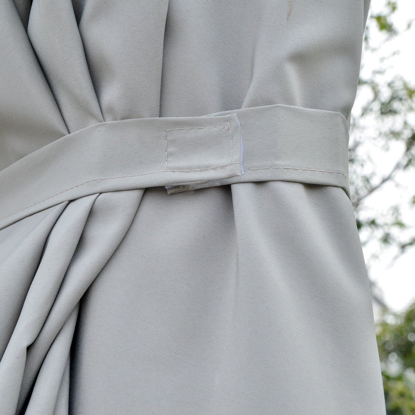 Outsunny Sonnenschirm med LED Solar 4,5m Doppelsonnenschirm Gartenschirm Marktschirm Terrassenschirm Oval Hellgrau+Schwarz