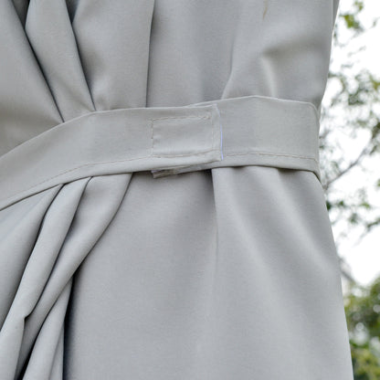 Outsunny Sonnenschirm med LED Solar 4,5m Doppelsonnenschirm Gartenschirm Marktschirm Terrassenschirm Oval Hellgrau+Schwarz